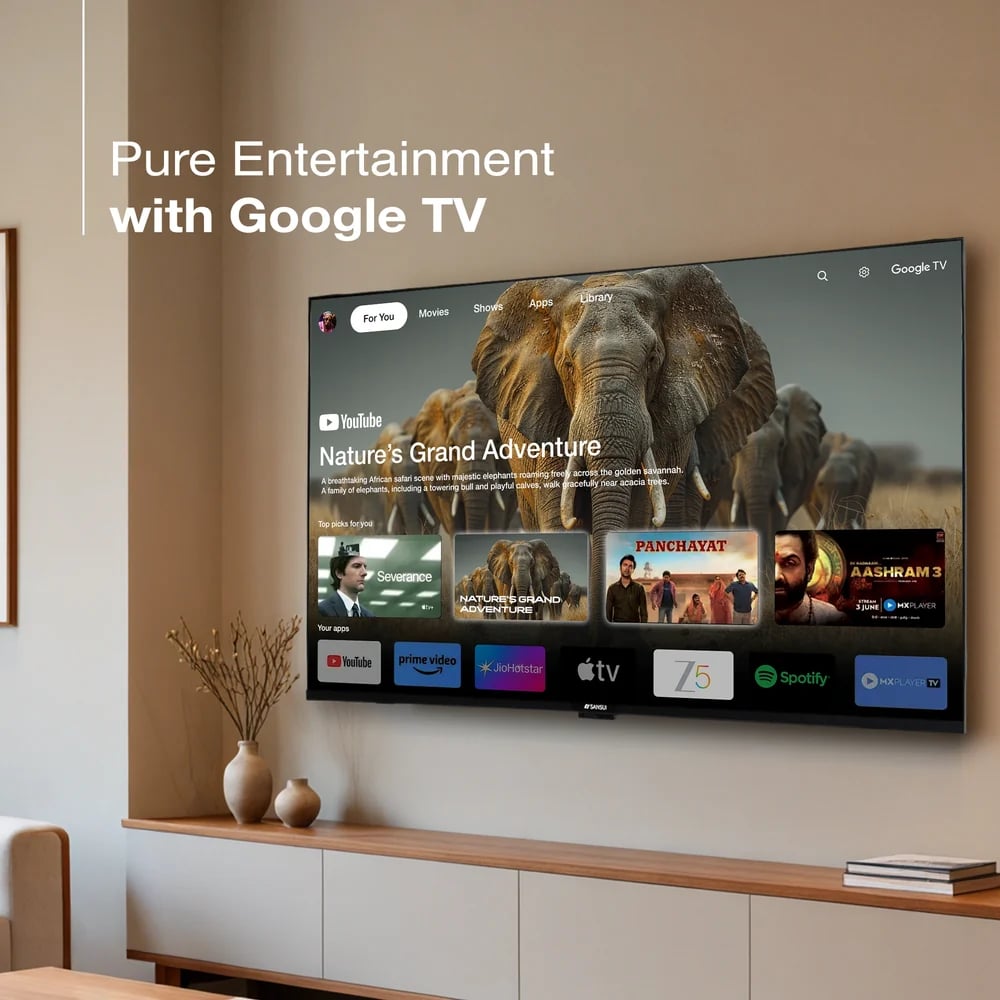 Sansui Sansui 140 cm (55) 4K Ultra HD Smart Google TV with HDR10, Dolby Audio, Surround Sound, HSR 120 Hz Refresh Rate, MEMC and FloLED Panel (JSW55UG23) - Buy in Secunderabad Hyderabad